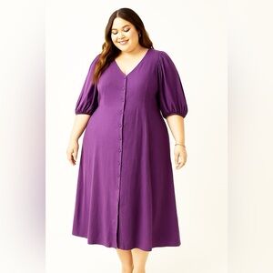 J. Jill linen blend purple button front midi dress size 4X